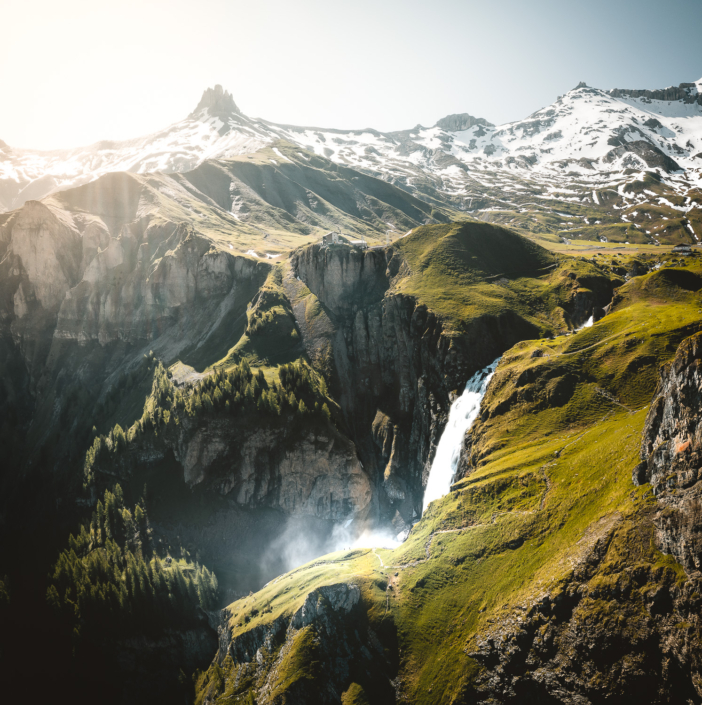 Drone DJI Mavic Panorama Engstligenfälle in Adelboden mit Tschingellochtighorn