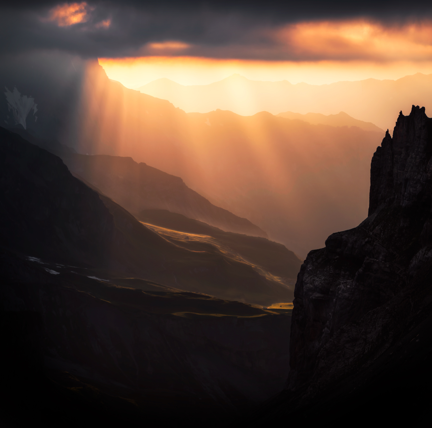 Sonnenuntergang bei Gspalthornhütte atemberaubend
