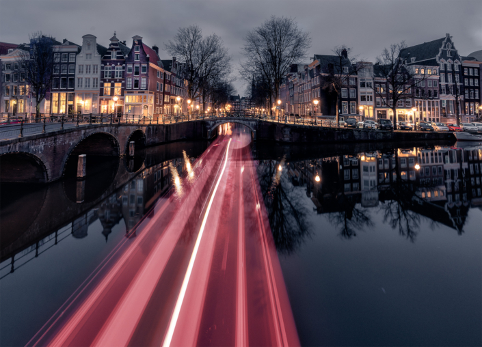 Amsterdam by night long exposure