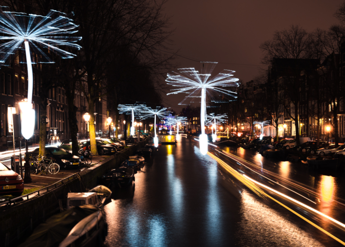 Amsterdam canal Christmas light festival