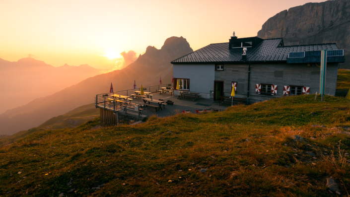 Rugghubelhütte SAC Engelberg Sonnenuntergang