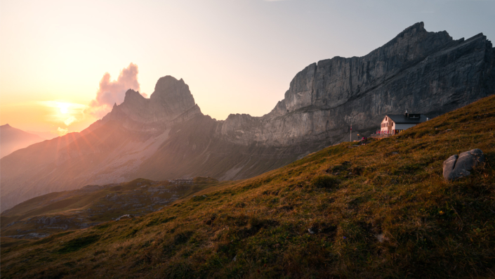 Rugghubelhütte SAC Engelberg Sonnenuntergang