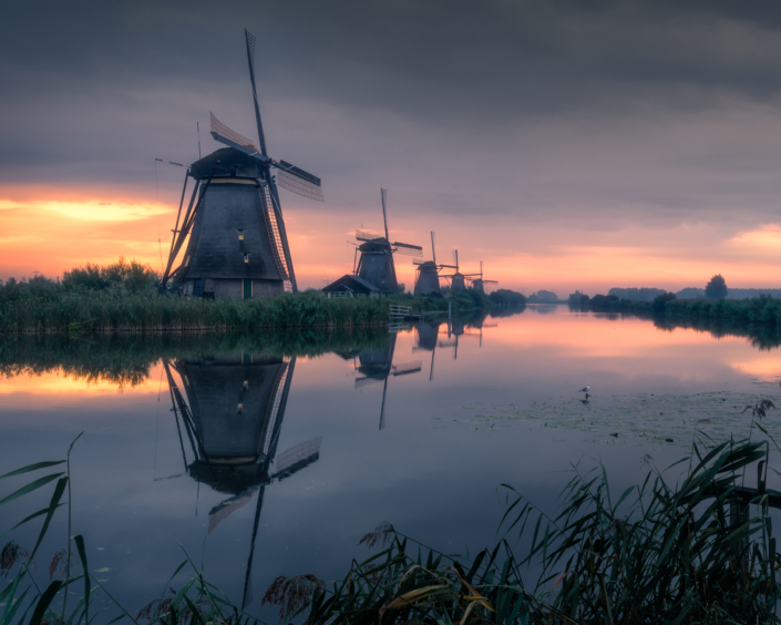 Windmühlen von Kinderdjik Sunrise