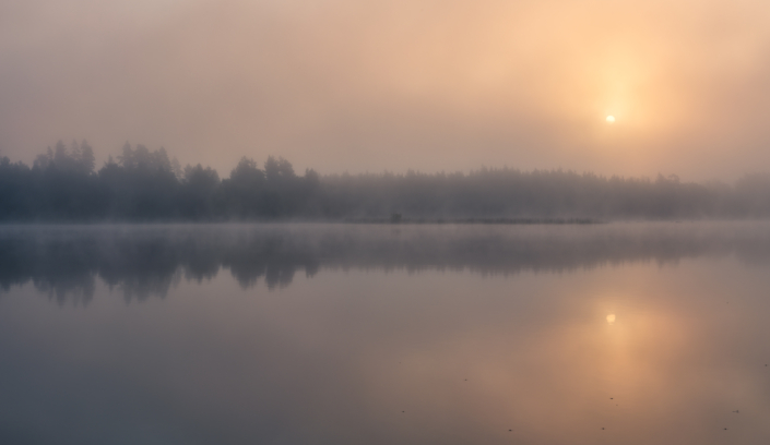 hätteboda camping, Morgenstimmung mit Nebel