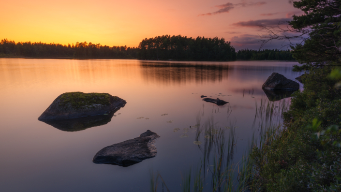 Sonnenuntergang am See hätteboda camping