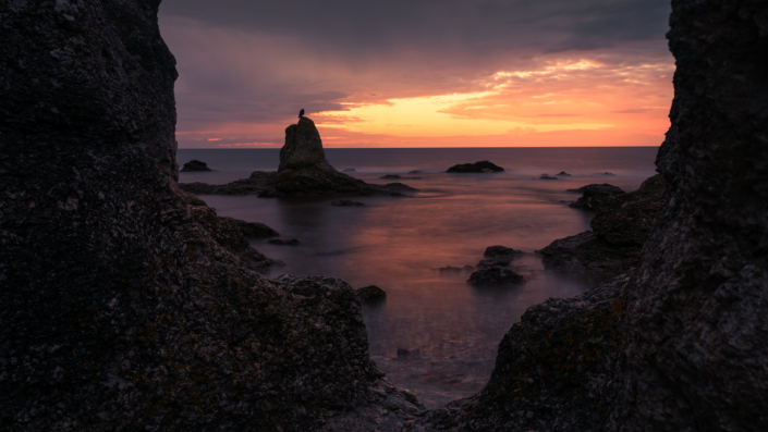 Fårö Gotland, skurrile Felsen bei Sonnenuntergang