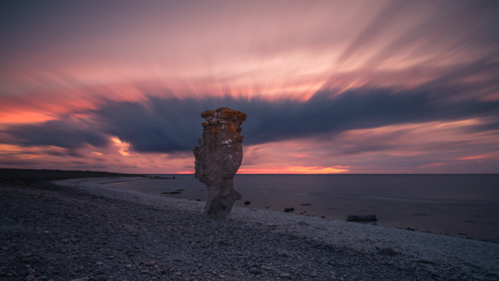 Fårö Gotland, skurrile Felsen bei Sonnenuntergang